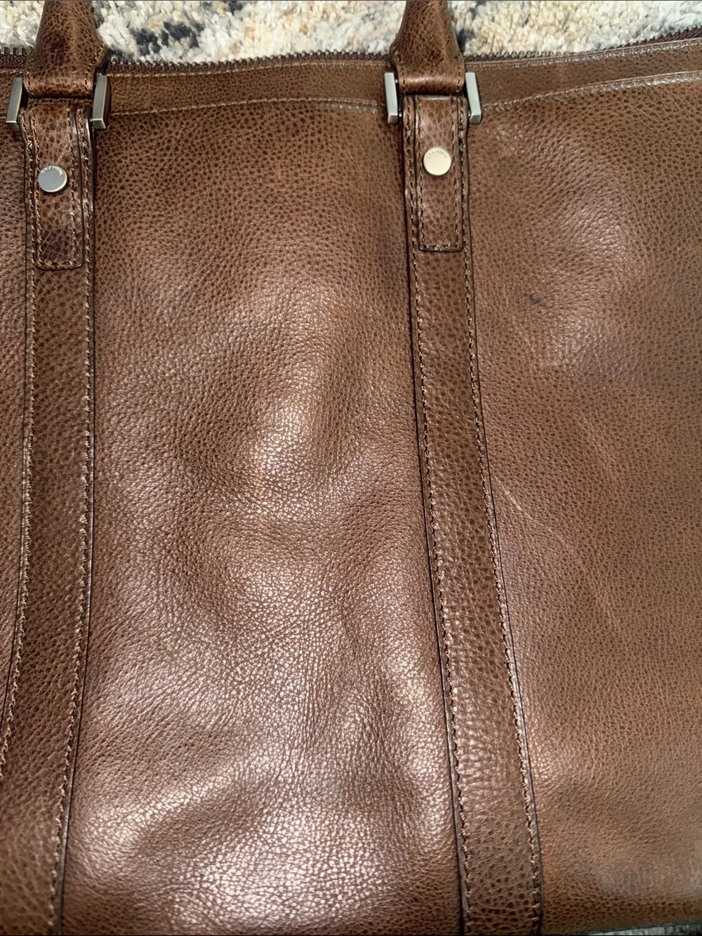 Brahmin Vintage Leather Brown Briefcase with Shoulder Strap